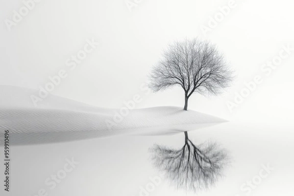 Fototapeta Thoughtful human Embodying Self-Reflection and Self-Awakening, Centered on a Minimalist environment Background, the concept of soul healing, Graphic Resources, Wallpapers, illustration, 