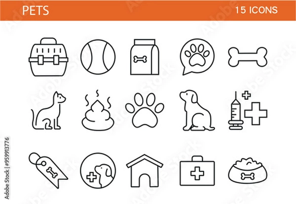 Obraz Pets web icons. Simple vector illustration.