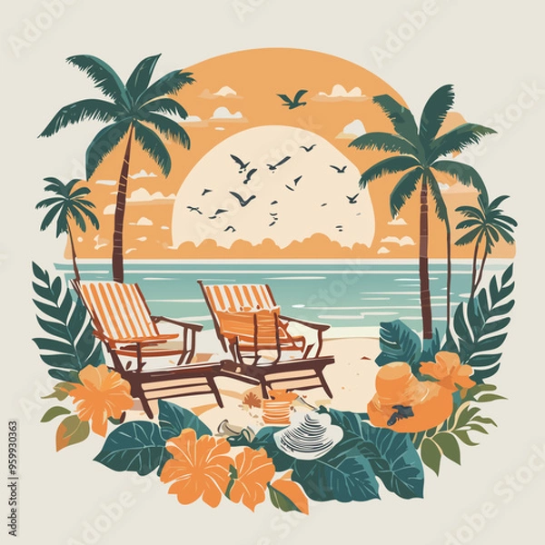 Obraz summer vacation composition with vintage