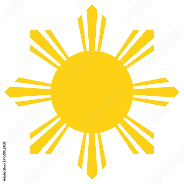 Obraz Official design of the Philippines eight-ray sun with 3.75-spacing. Vector illustration