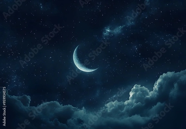 Obraz night sky with moon