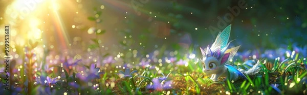 Fototapeta Discover the magic of nature with this enchanting fairy creature bathed in ethereal ligh