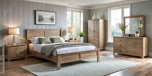 Obraz The modern Carlton bed frame takes center stage in a cozy bedroom, surrounded by a harmonious set of