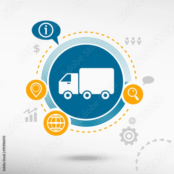 Obraz Truck icon and creative design elements