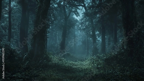 Obraz nightmare forest with creepy trees