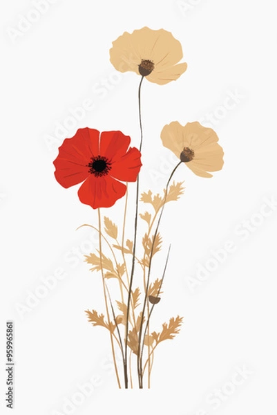 Fototapeta Elegant floral minimalist art