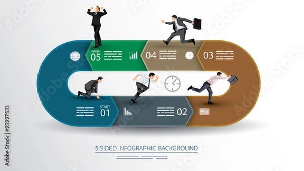 Obraz 5 sided infographics background
