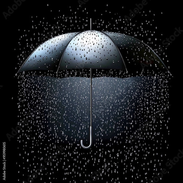 Obraz umbrella on a rainy day Splash of drops, concept of rain generated by AI
