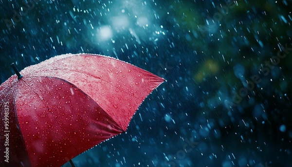 Fototapeta umbrella on a rainy day Splash of drops, concept of rain generated by AI