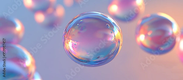 Obraz Floating Iridescent Bubbles background