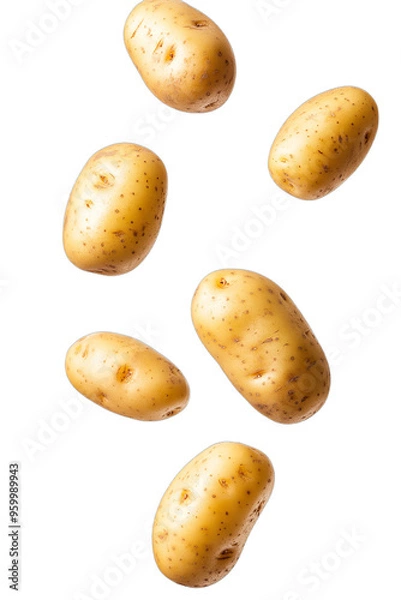 Obraz potatoes falling from above over isolated white transparent background