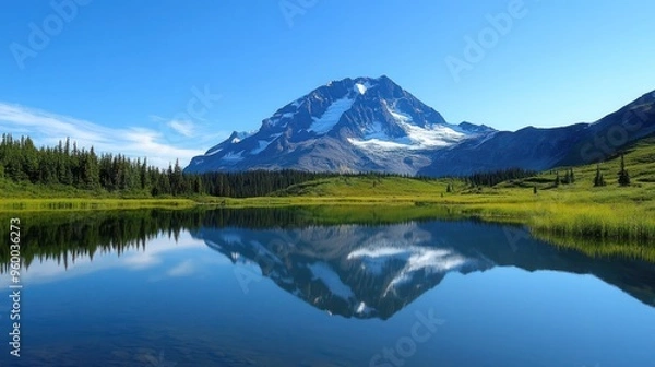 Fototapeta Mountain Reflection in a Serene Lake