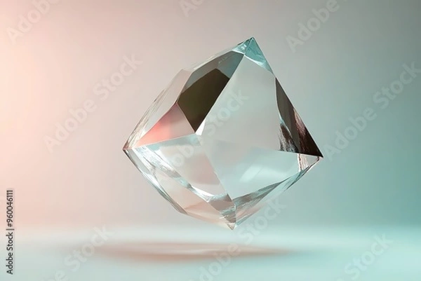 Fototapeta Shiny crystal floating on gradient background