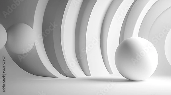 Fototapeta Minimalist design featuring smooth curves and shapes in monochrome, creating a serene and modern atmosphere.