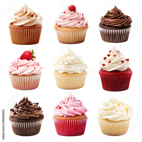 Fototapeta PNG cupcake dessert element set, transparent background