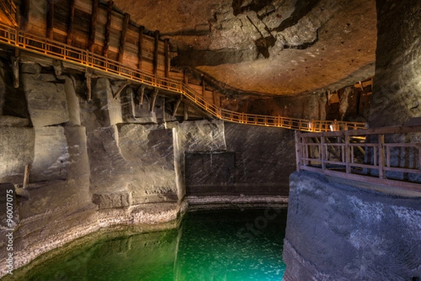 Obraz Lake in the salt mine of Wieliczka, Poland.
