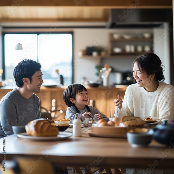 Fototapeta 家族の朝食風景