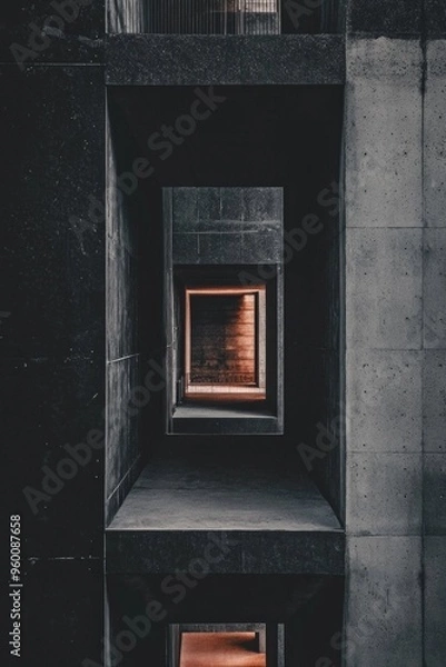 Fototapeta Minimalist aesthetic design of dark architecture theme focuses on shapes and patterns