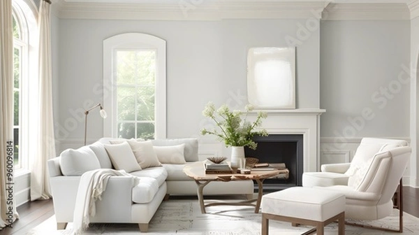 Fototapeta Pale serene shades that promote a serene and tranquil setting  AI generated illustration