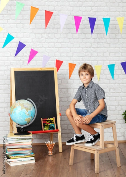 Obraz Boy  posing for the first day at school