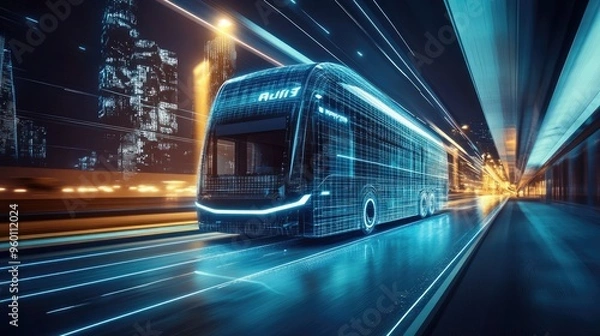 Fototapeta High-tech transportation and travel solutions, set against a dynamic realistic background, showcasing innovation in motion