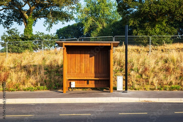 Obraz New built wooden bus stop in england uk