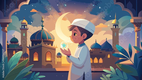 Fototapeta vector-image-of-a-child-wishing-a-happy