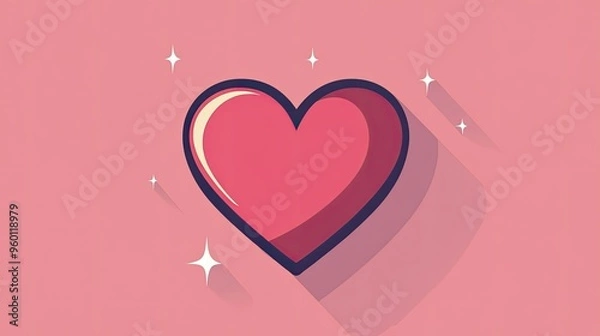 Fototapeta Minimalist icon of a heart, symbolizing health and care, with clean lines and simple design.