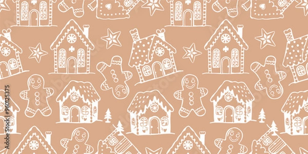 Obraz Joyful Winter and Christmas Seamless Pattern