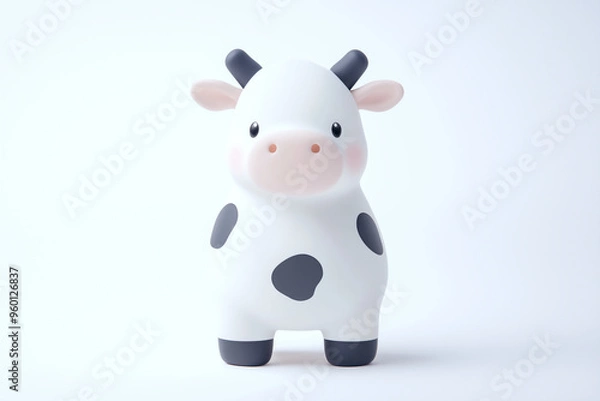 Fototapeta 可愛い3Dの白黒模様の牛
