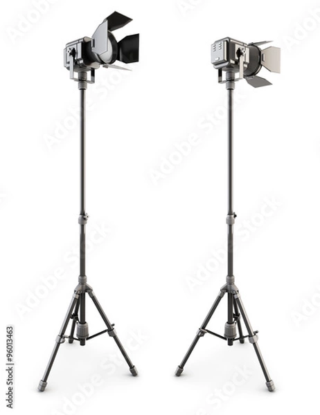 Obraz Studio lighting on tripod on a white. 3d.