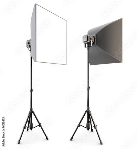 Obraz Studio lighting isolated on the white background. Soft box. 3d.