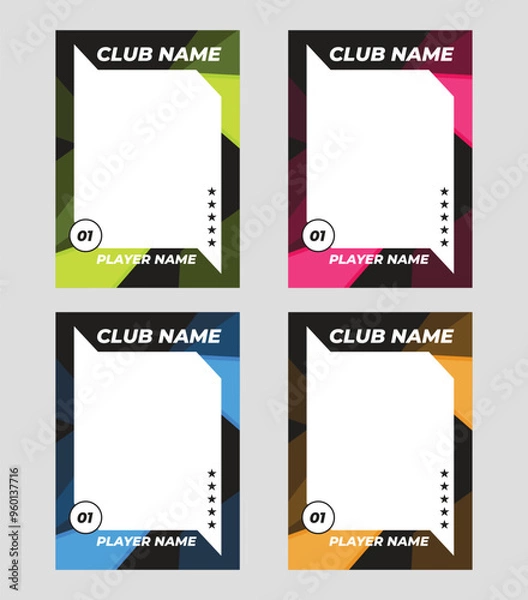 Fototapeta sports trading card, player photo frame template, game trading card for football, hockey and basketball, blank rectangle for photo frame, template eps 10.