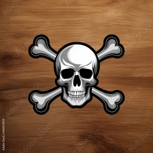 Obraz Free Crossing Bones Skull Vector Logo