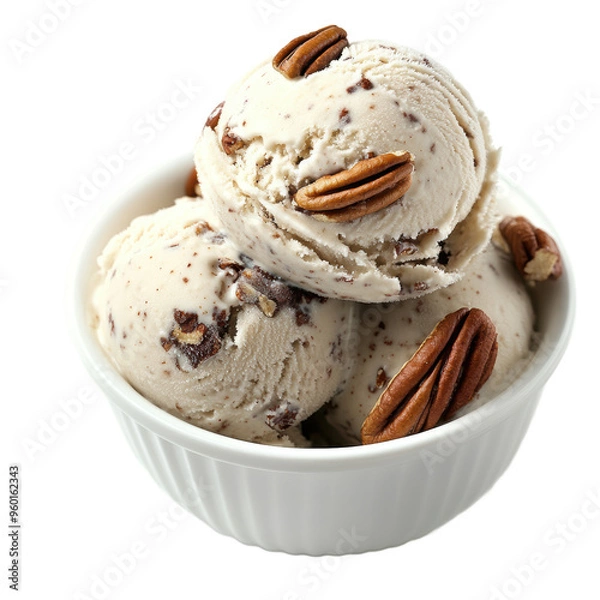 Fototapeta A bowl of ice cream with nuts on top