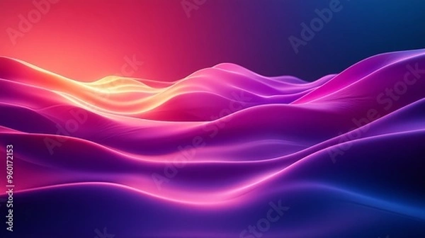 Fototapeta A colorful, abstract image of a purple and orange wave