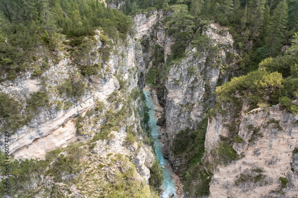 Obraz aerial view of the canyon in the val di funes veneto italy