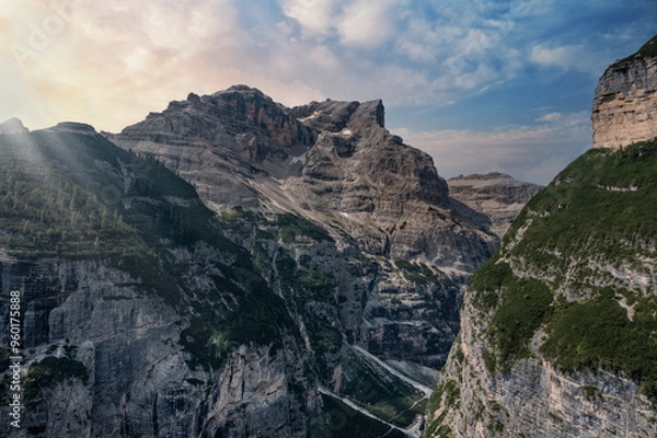 Obraz aerial view of the canyon of the val di funes veneto italy