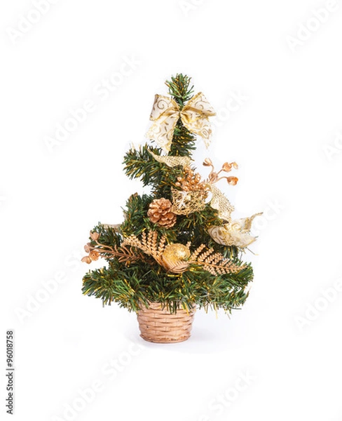Obraz Mini Christmas tree decoration on white background