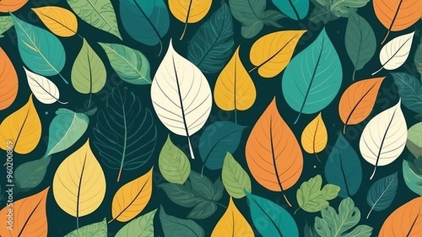 Fototapeta abstract leaf patterns vector art background