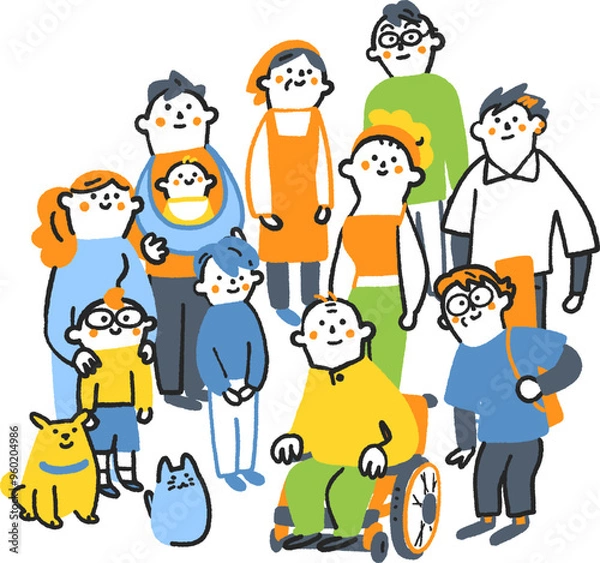 Obraz 社会と共生　社会に生きる様々な人々　ストックイラスト素材