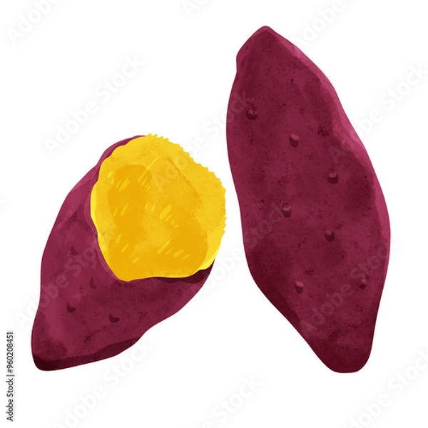 Fototapeta 焼き芋　水彩風手描きイラスト