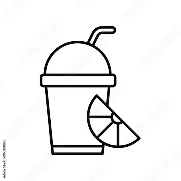 Fototapeta lemonade line icon with white background vector stock illustration