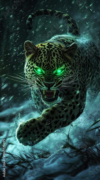 Fototapeta Beautiful Wallpaper with a Snow Leopard Design, Ideal Wild Animal Poster or Graphic Resource for Creative Project, Ai Generative