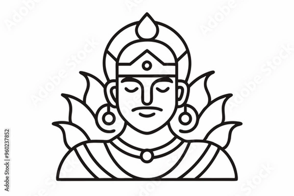 Fototapeta Ravana hatha Outline Icon Design illustration. Music Symbol on White background