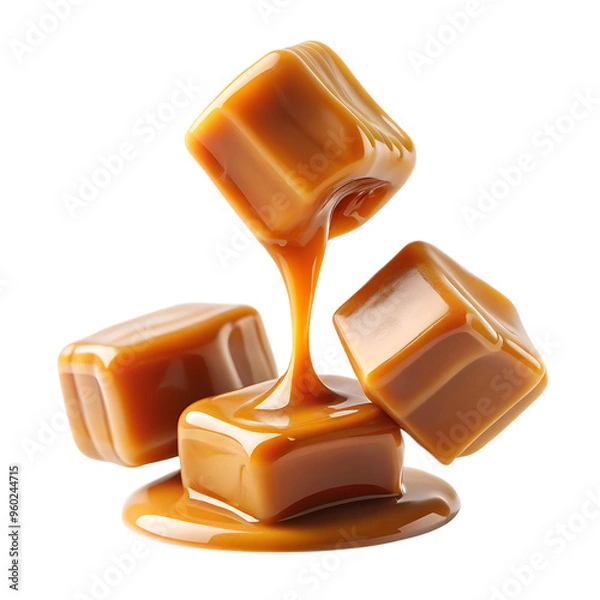 Fototapeta Falling Caramel candy, isolated on transparent background
