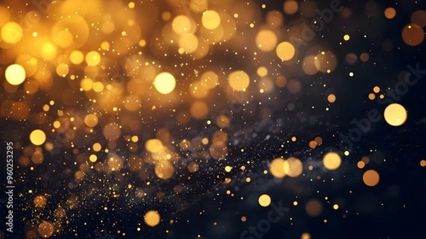 Fototapeta Soft Golden Bokeh Lights in Dreamy Atmospheric Setting for Festive Designs