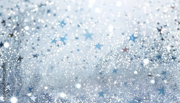 Fototapeta Frosty Sparkle: White and Silver Glitter Party Invitation