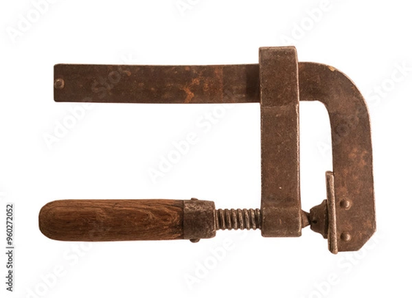 Fototapeta vintage clamp tool on white, isolated