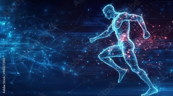 Fototapeta Exercise physiology and health care digital concept on copy space background with text area
